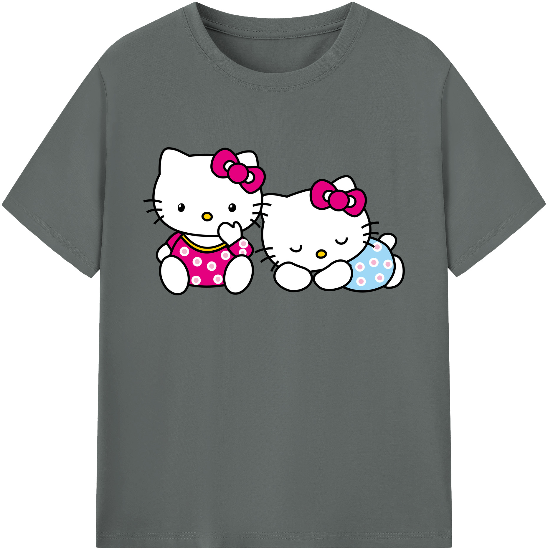 （画像用） Hello Kitty ハローキティ 綿100％ メンズ半袖Tシャツ｜肌触りやわらか＆通気性